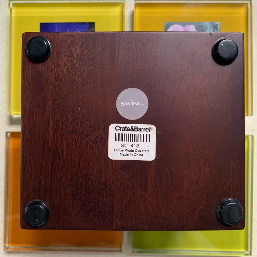 Crate & Barrel Swing set of 4 photo coasters